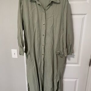 Zara Sage Green Long Shirt Dress